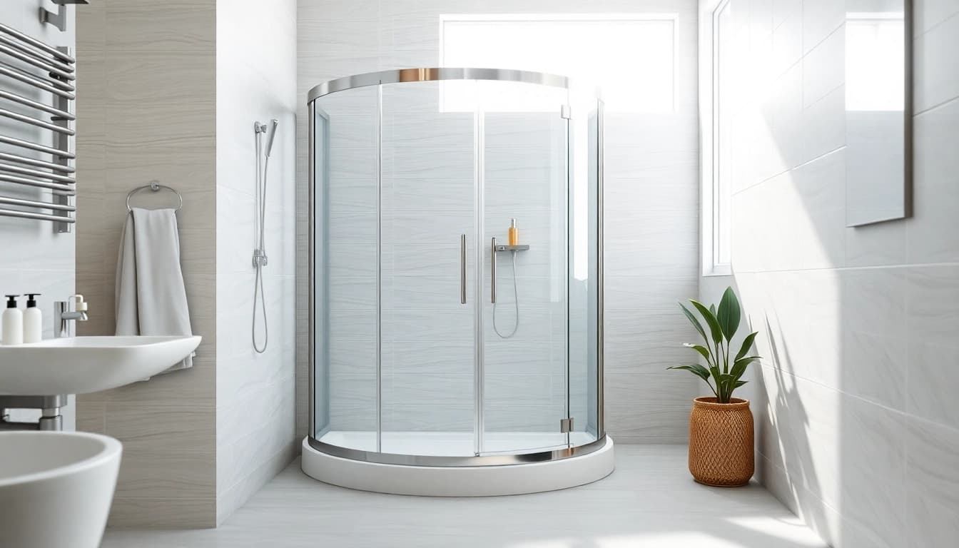 Entdecken Sie die elegante duschkabine 100x100 pendeltür mit klaren Glasflächen und modernen Akzenten.