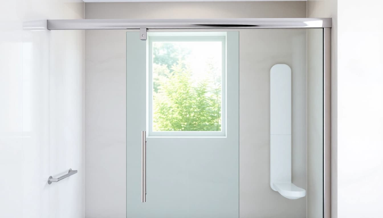 Elegant shower screen sliding door in a modern bathroom, emphasizing its sleek design and functionality.