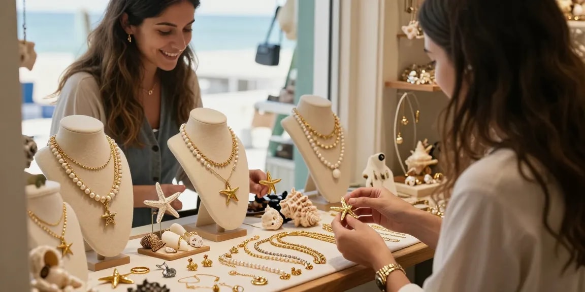 Jewellery gift ideas UK featuring elegant seaside-inspired pieces and a friendly boutique atmosphere.