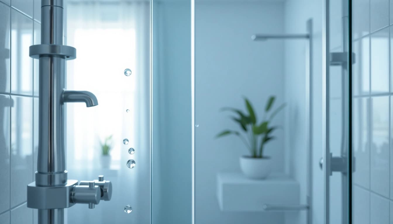 Experience elegant showers with a stunning glass enclosure and serene bathroom ambiance.