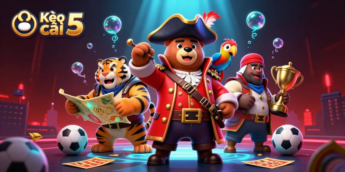 Engage with Kèo nhà cái 5 for sports betting insights featuring dynamic characters in a vibrant casino scene.