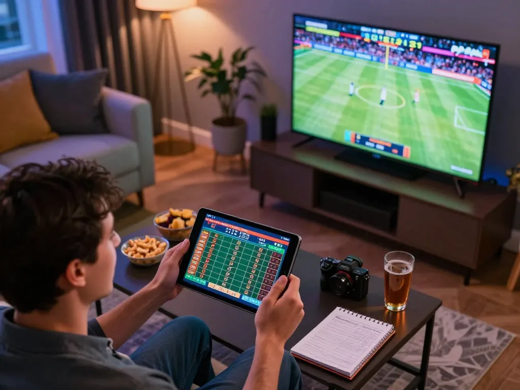 Placing bets on VK88 while enjoying a live sports game, showcasing a dynamic online betting atmosphere