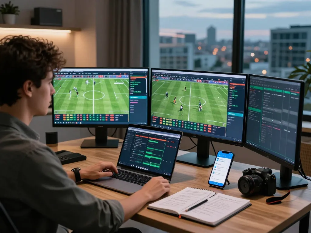 kèo nhà cái hôm nay analyzed by enthusiastic bettor in modern office