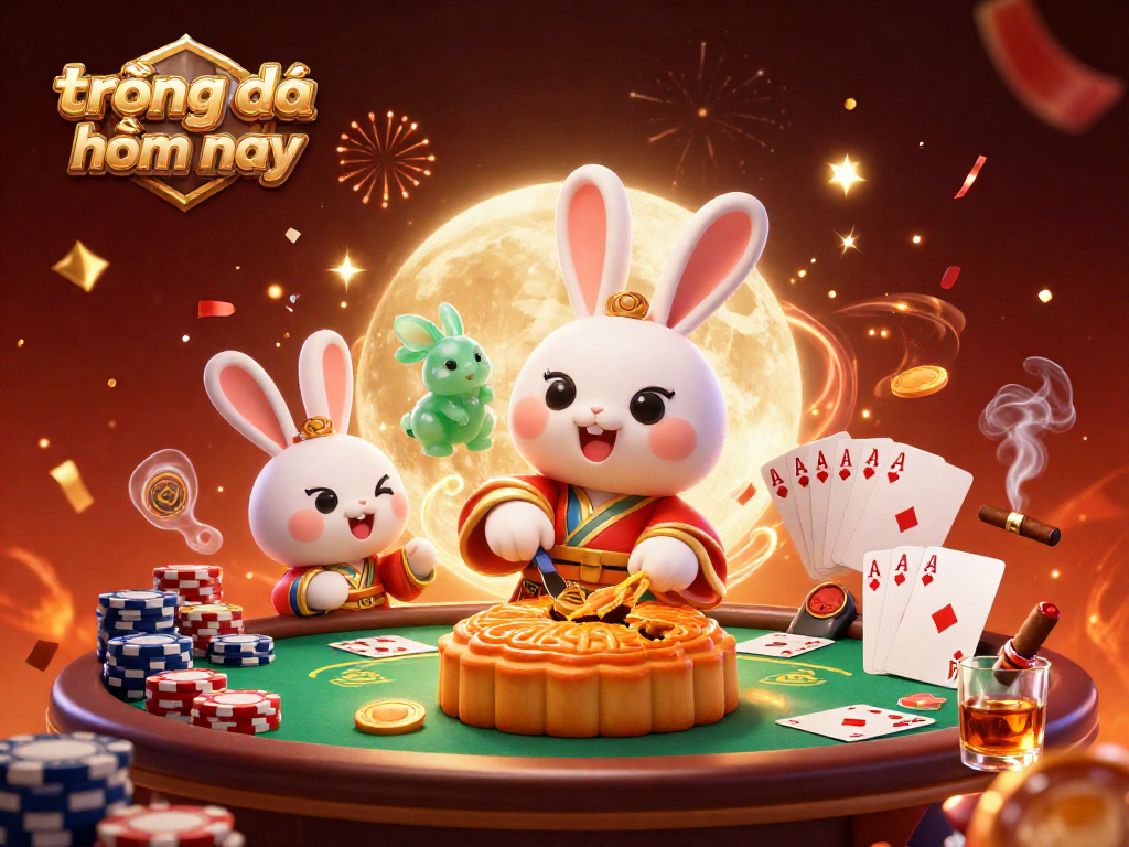 Experience trực tiếp bóng đá hôm nay with vibrant poker elements and engaging characters in a festive illustration.