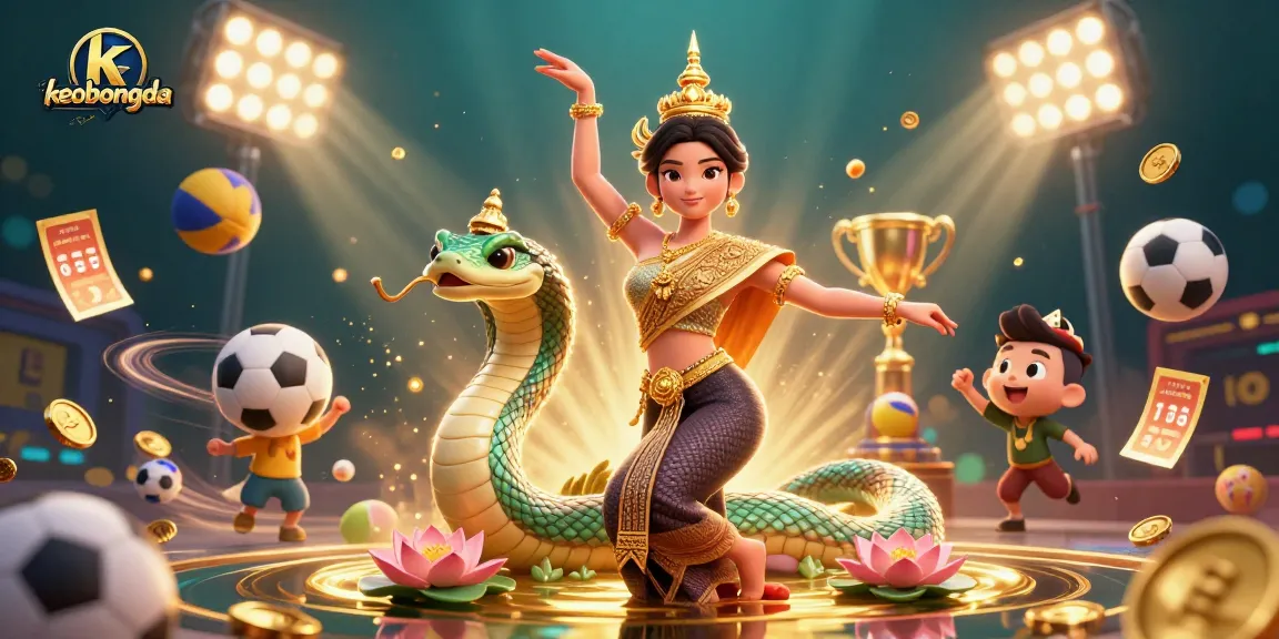 Experience keobongda sports betting action with vibrant 3D scene of Thai culture and dynamic game elements.