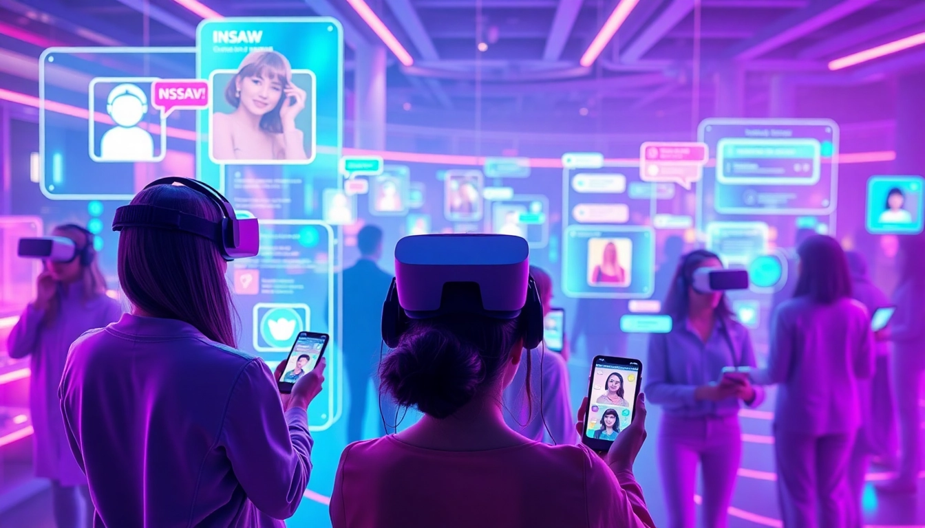 Interactive NSFW AI platforms showcased in a vibrant digital landscape, blending tech with user engagement.