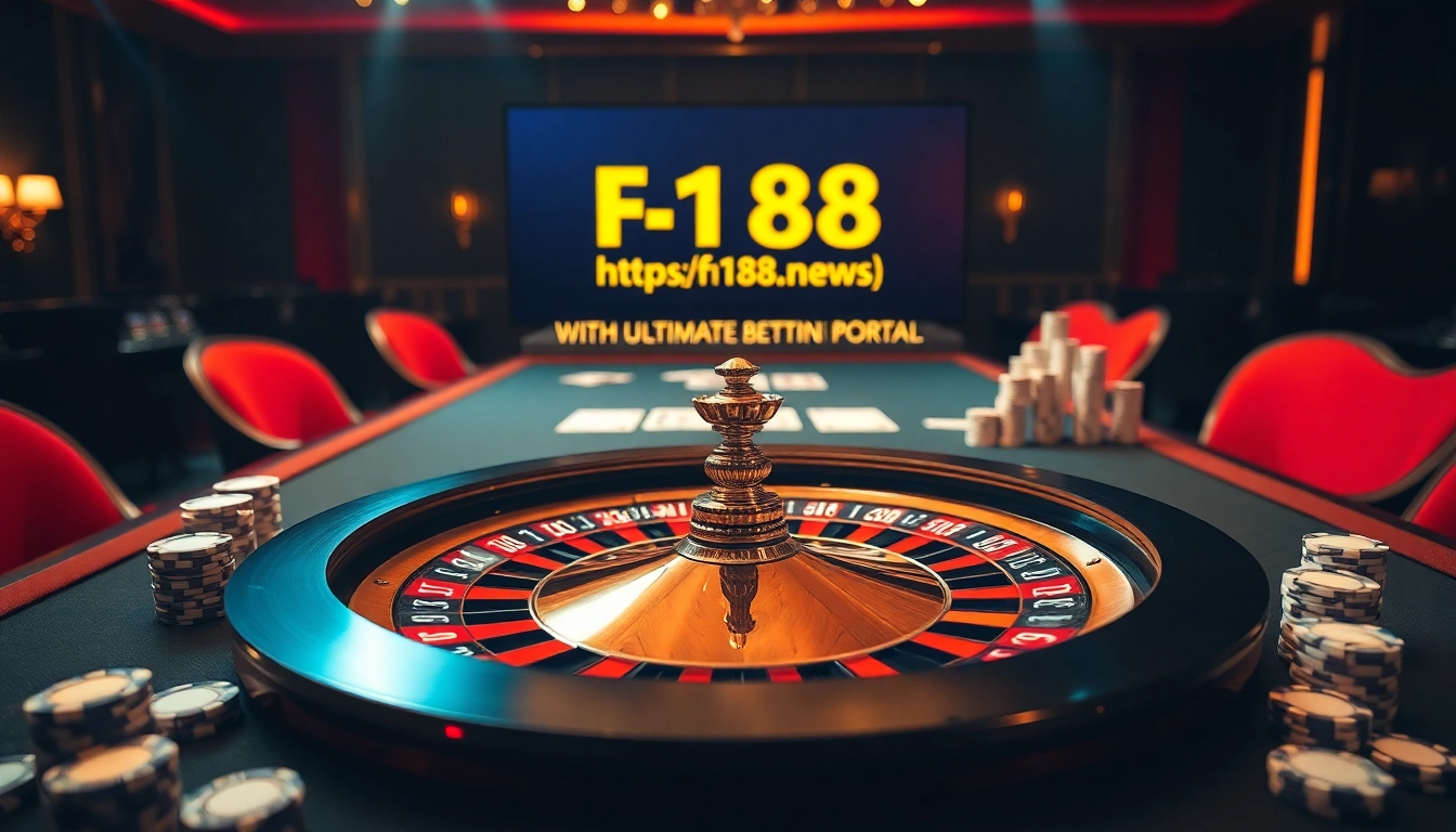 Experience dynamic gaming action at https://f168.news/ with a luxurious roulette table filled with vibrant poker chips.