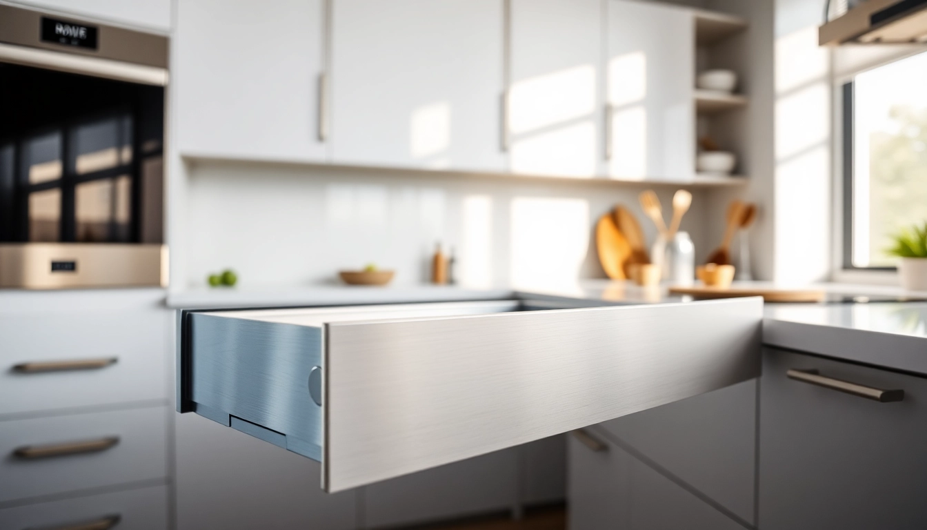 Showcasing a premium Double Wall Drawer System elegantly integrated into contemporary cabinetry.