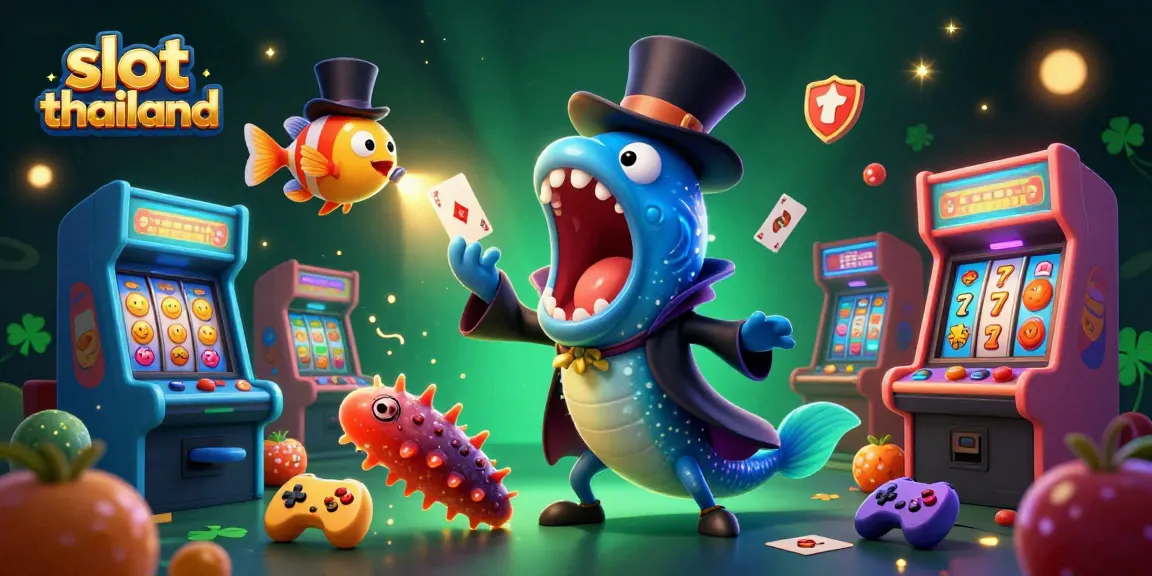 Play exciting slot thailand games featuring vibrant characters like gulper eel and anglerfish in a magical scene.