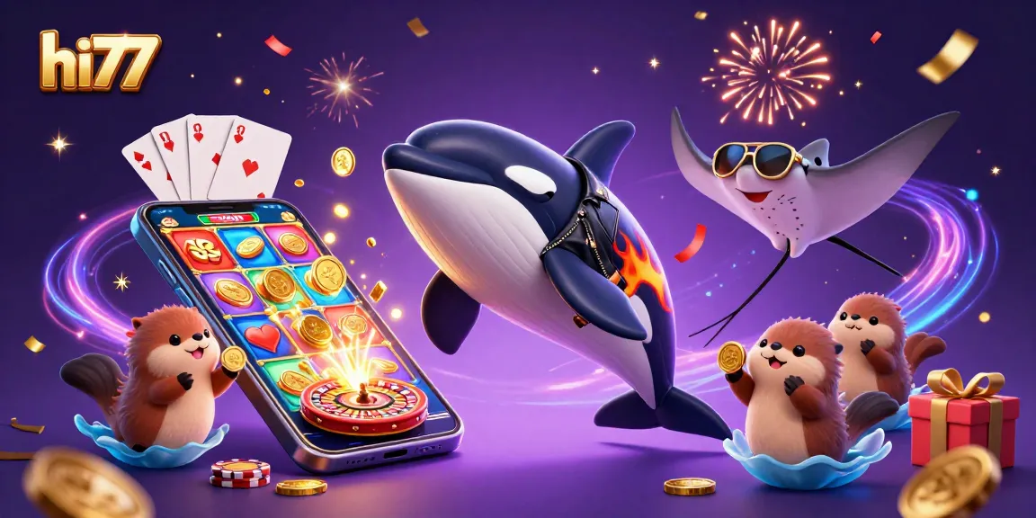 Engage with hi77’s dynamic gaming scene filled with excitement and colorful action.