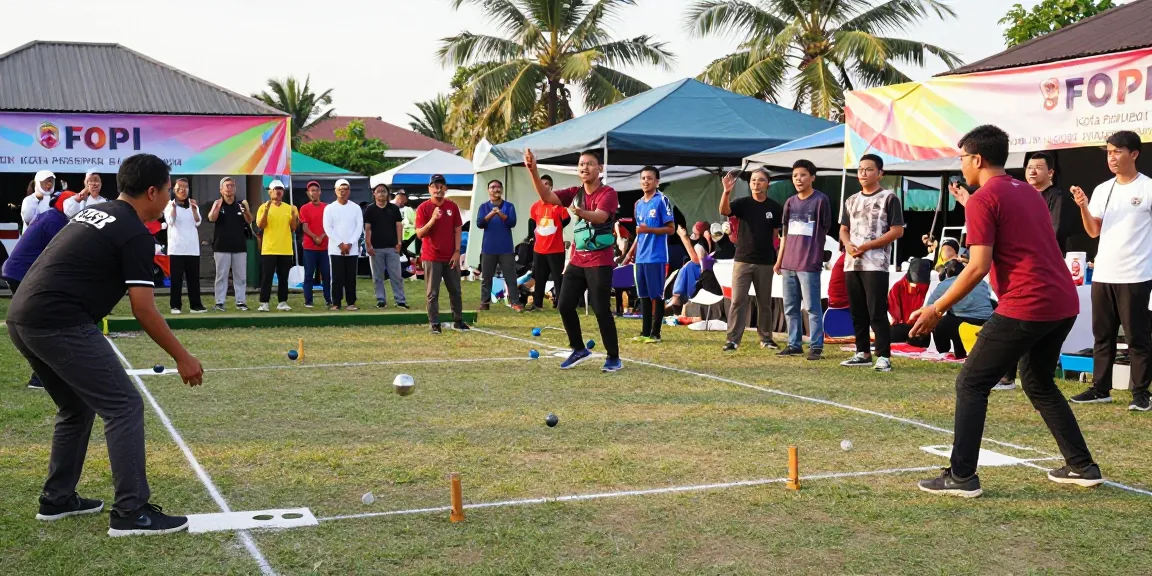 Community event showcasing petanque activities at fopikotaparepare.org with diverse athletes and enthusiastic spectators.