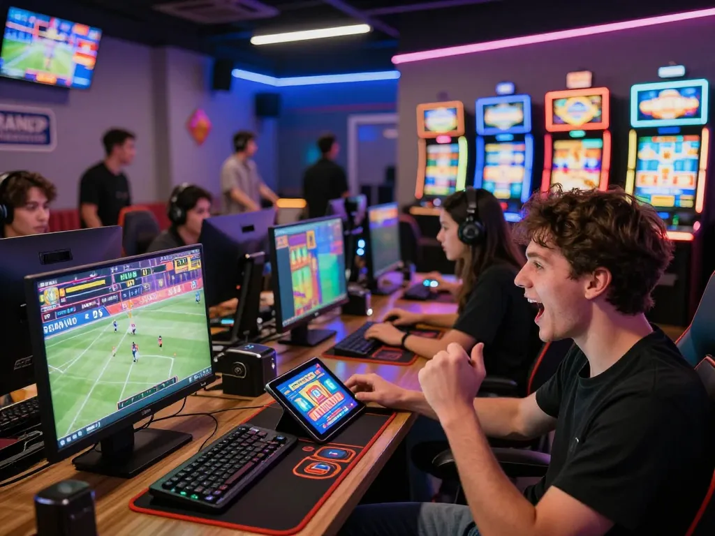 Engaged players enjoying various games at AU88 platform, showcasing online entertainment at https://au88bet.it.com/ with vibrant gaming atmosphere.