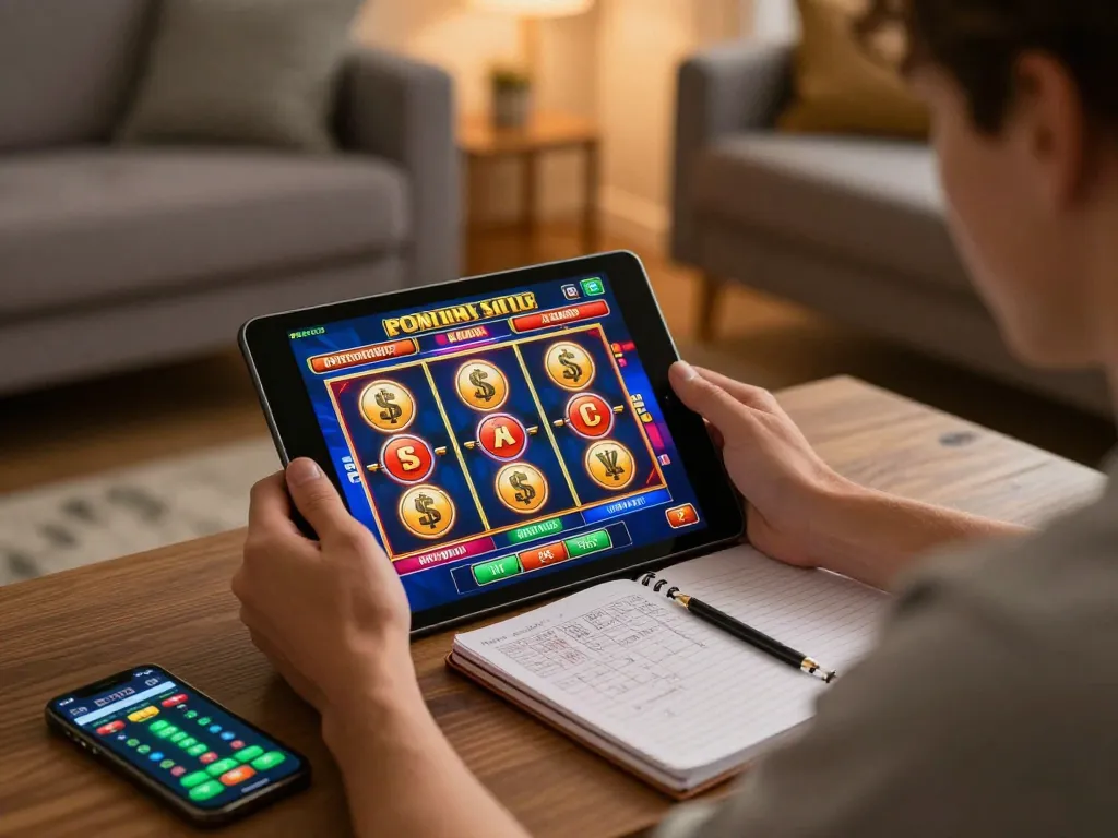 Engaged player using a tablet at home for online gambling at Nhà cái SHBET.