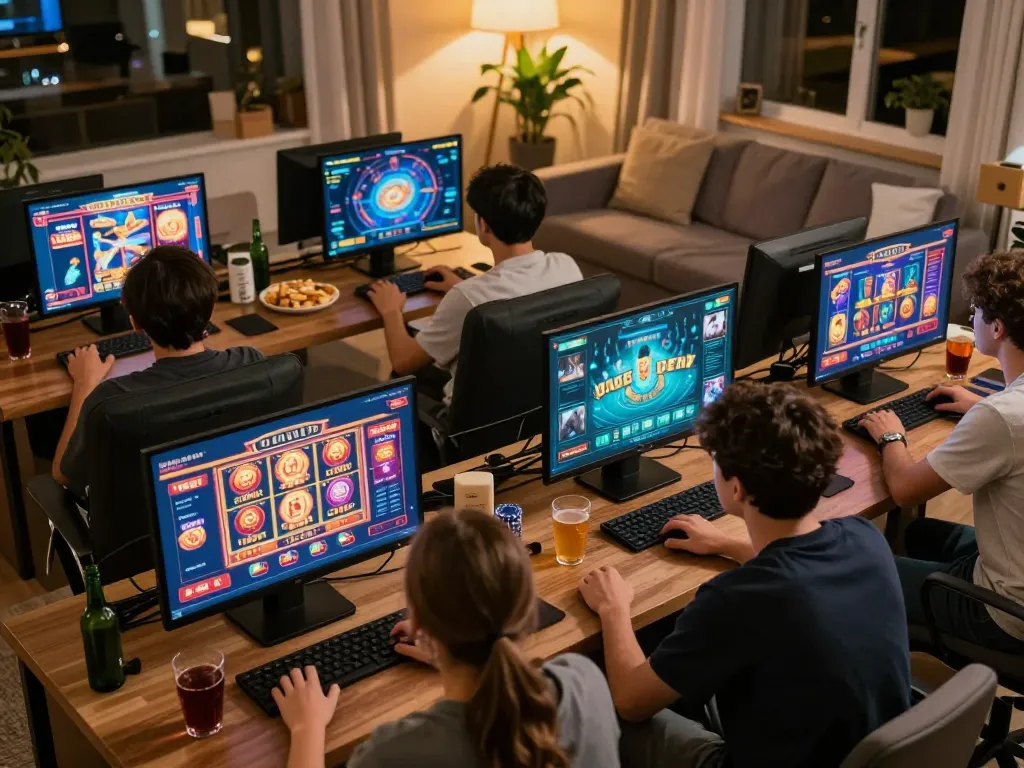 Players enjoying a lively LV88 online casino experience with interactive gaming elements