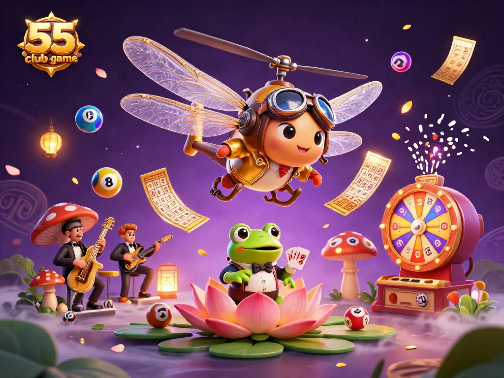 Win big with the 55 club game featuring vibrant characters and dynamic lottery elements!