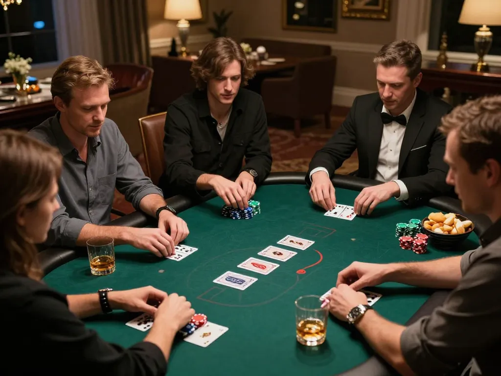 Engaged players strategizing during a high-stakes poker session at TRANG CHỦ MB88.