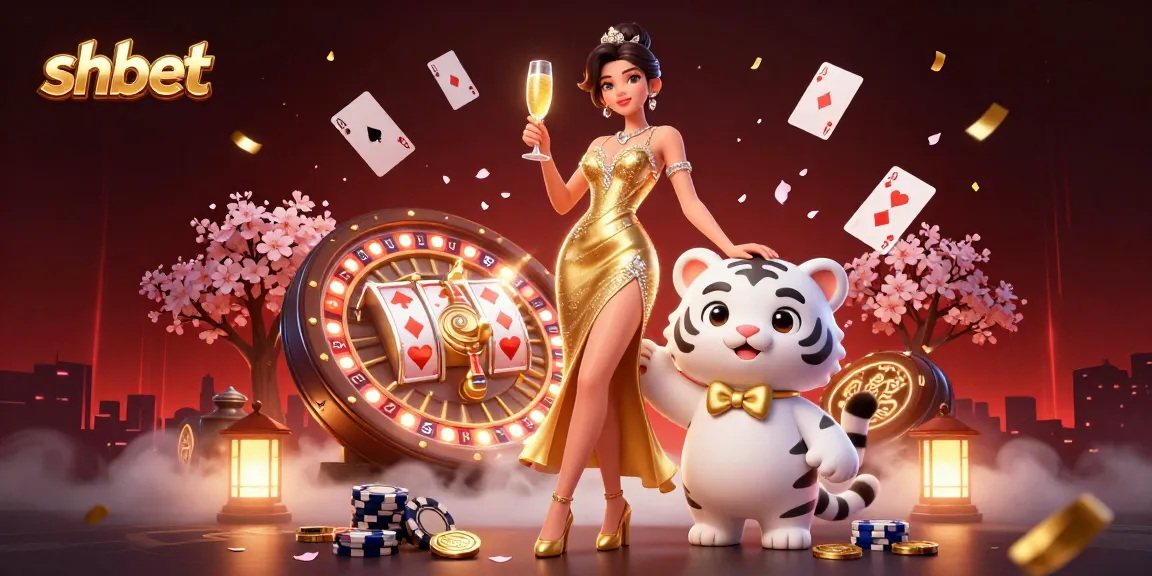 Experience wins with shbet in a vibrant casino scene filled with poker cards and gold.