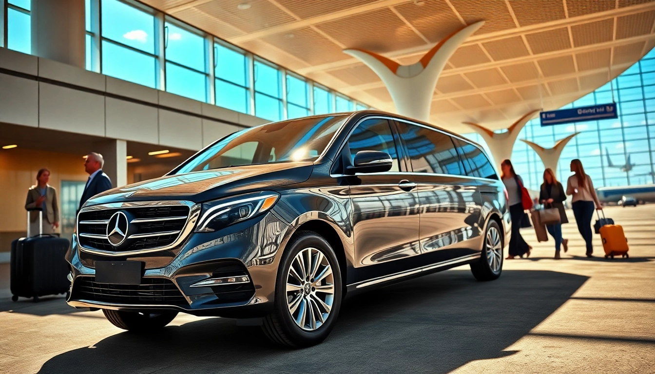 Efficient transport vehicle ready at the City airport for travelers embarking on their journeys.