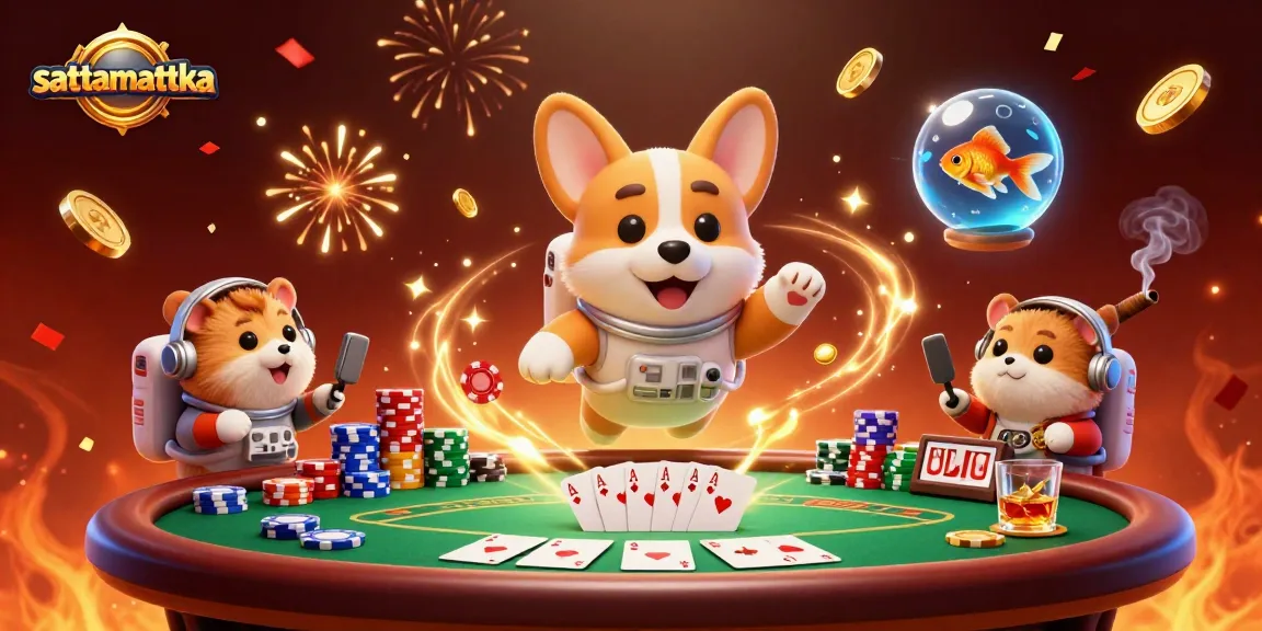 Experience sattamattka action with a 3D space casino scene featuring floating chips, cards, and fun characters.
