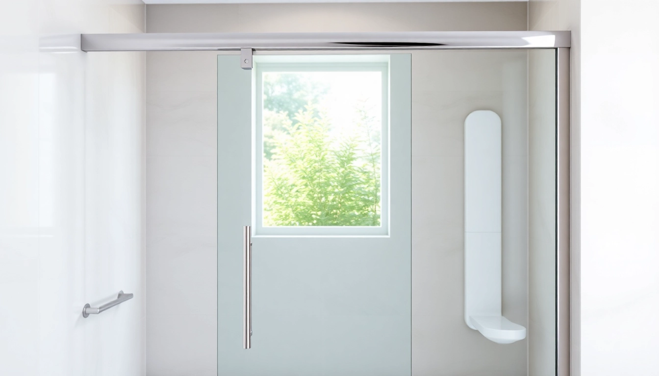 Elegant shower screen sliding door in a modern bathroom, emphasizing its sleek design and functionality.