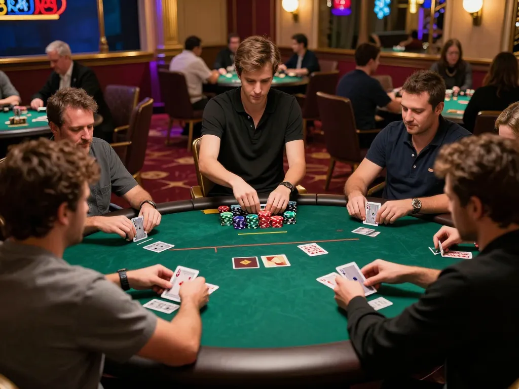 Engaged players at Ngonclub's poker table showcasing strategic gameplay and vibrant atmosphere.