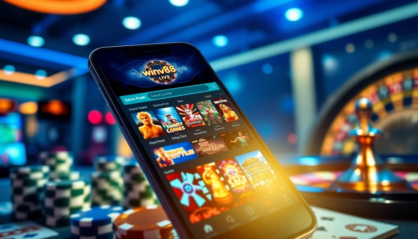 Engaging online betting scene featuring the winvn88.live app interface with vibrant gaming elements.