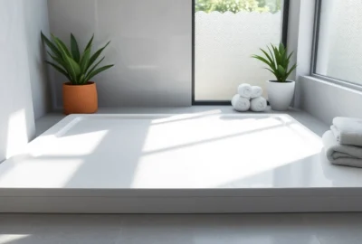 Stylish shower base shower elegantly displayed in a serene bathroom environment.