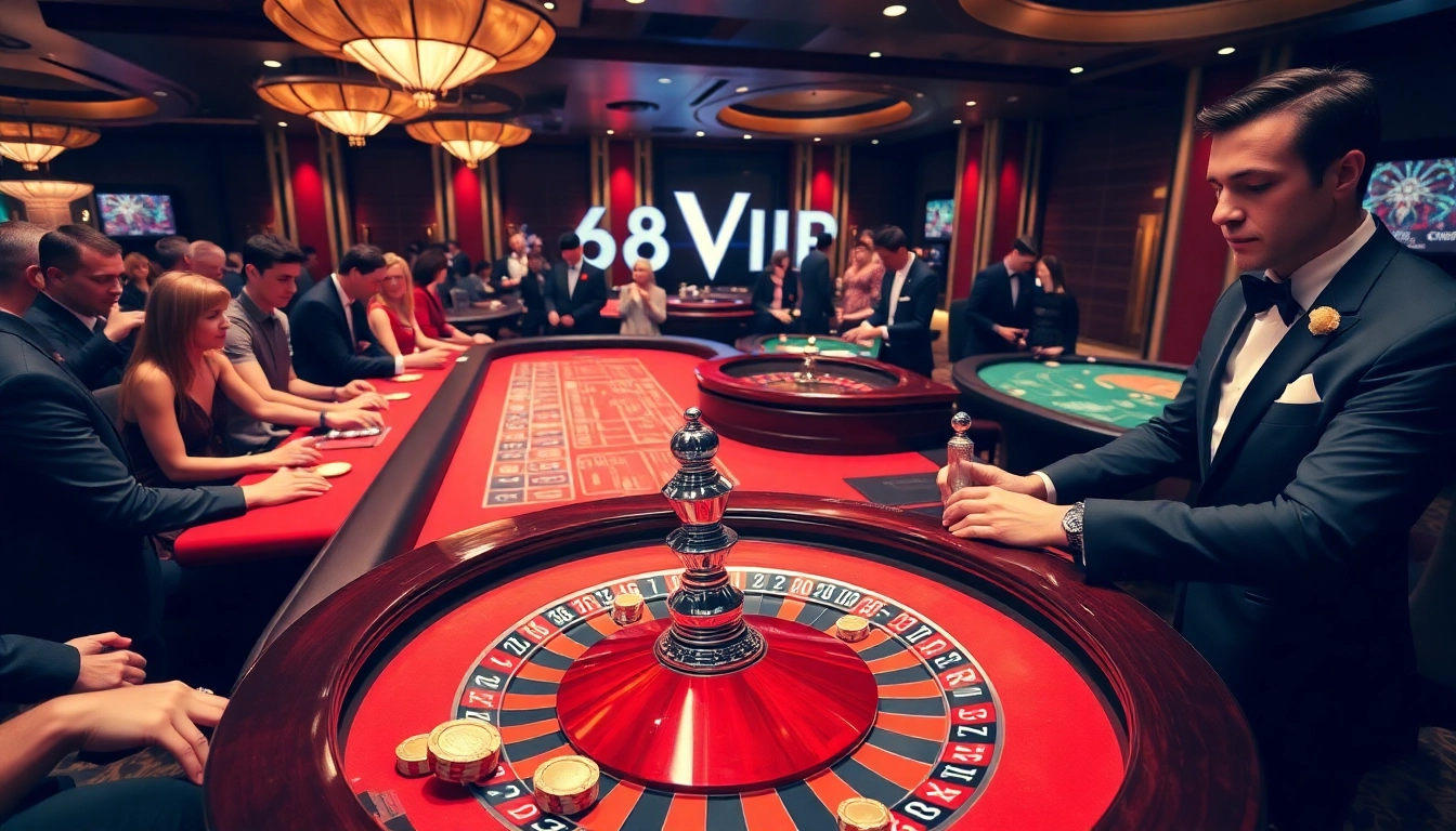 Experience the thrill at 68VIP casino with vibrant roulette action and elegant ambiance.