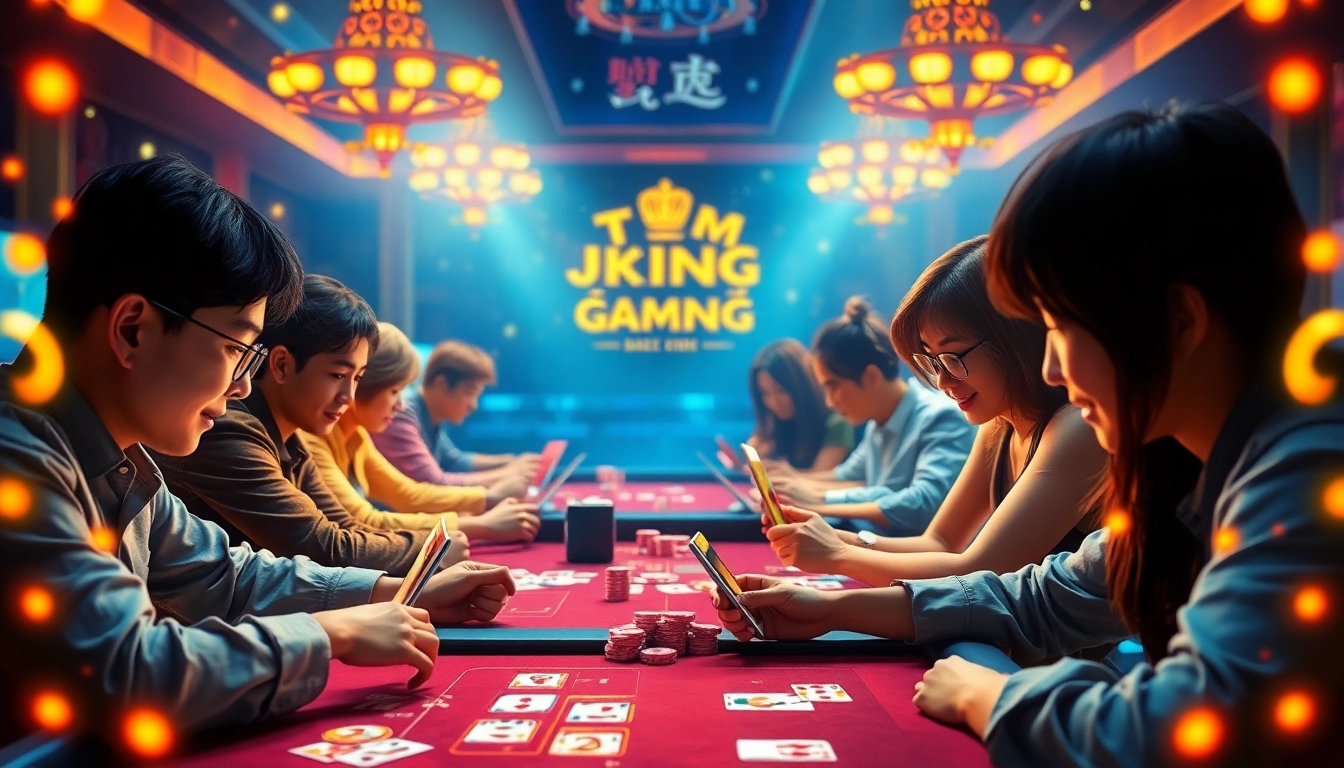 Exciting online gaming scene at gamebaidoithuong.com.vc with players enjoying card games.