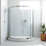 Entdecken Sie die elegante duschkabine 100x100 pendeltür mit klaren Glasflächen und modernen Akzenten.