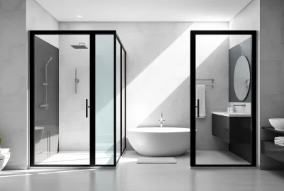 Enhance your bathroom with elegant black frame shower doors, ensuring style and functionality.