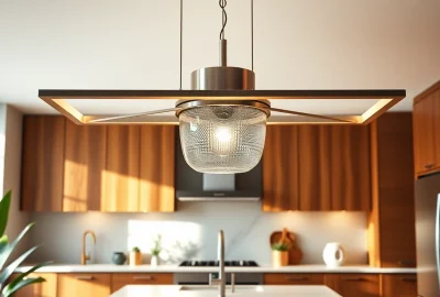 Illuminate your kitchen with this stunning island light fixture, blending elegance and function beautifully.