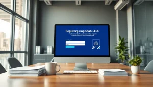 Register Utah LLC with ease in a modern office setting, showcasing a user-friendly registration tool.