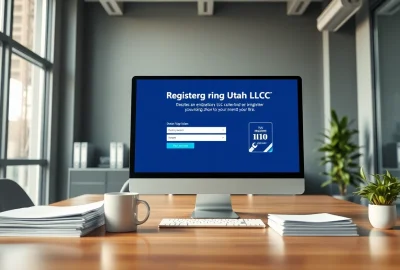 Register Utah LLC with ease in a modern office setting, showcasing a user-friendly registration tool.