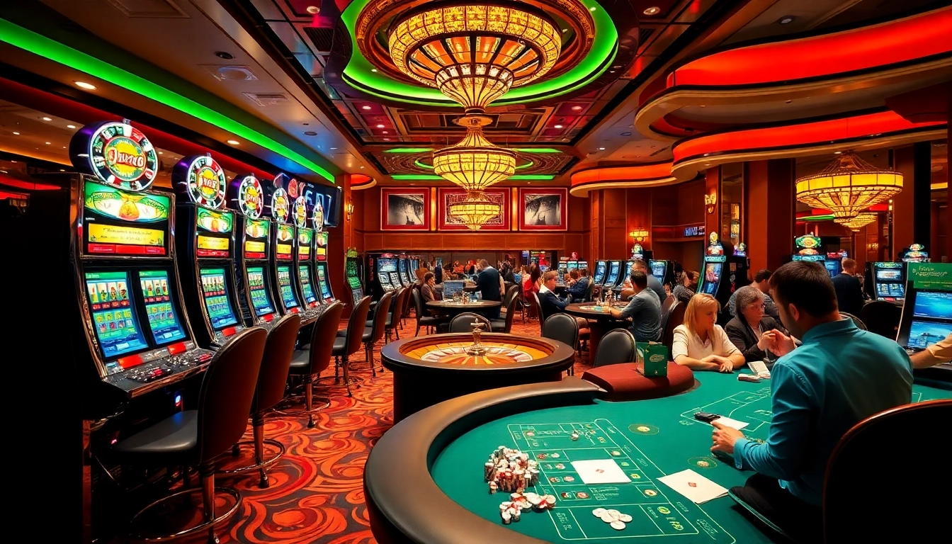 Exciting casino action featuring kk55 bet's vibrant poker tables and dazzling slot machines.