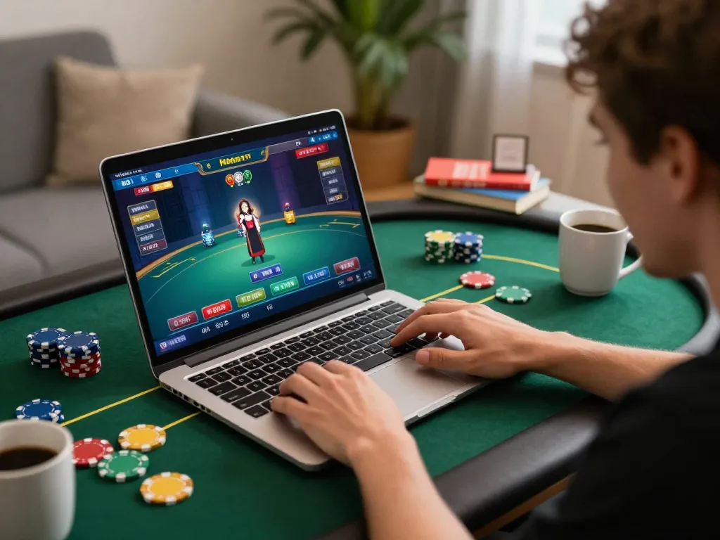 Engaging online gaming session at https://555winz.net/ with vibrant poker action and cozy ambiance.