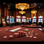 Experience the excitement of nhà cái f168 with vibrant casino visuals showcasing poker and slot machines.