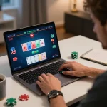 Player strategizing in an online poker game at 11win, showcasing a lively, interactive atmosphere.