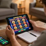 Engaged player using a tablet at home for online gambling at Nhà cái SHBET.