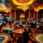 Experience the luxury of SKY88 casino with colorful tables, vibrant chips, and thrilling gameplay.