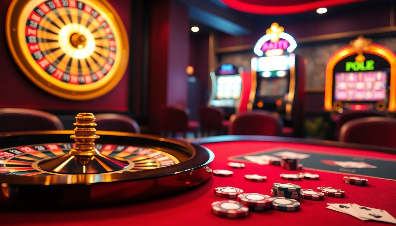 Engaging roulette and poker table scene at https://789winii.com/ showcasing luxury and excitement.