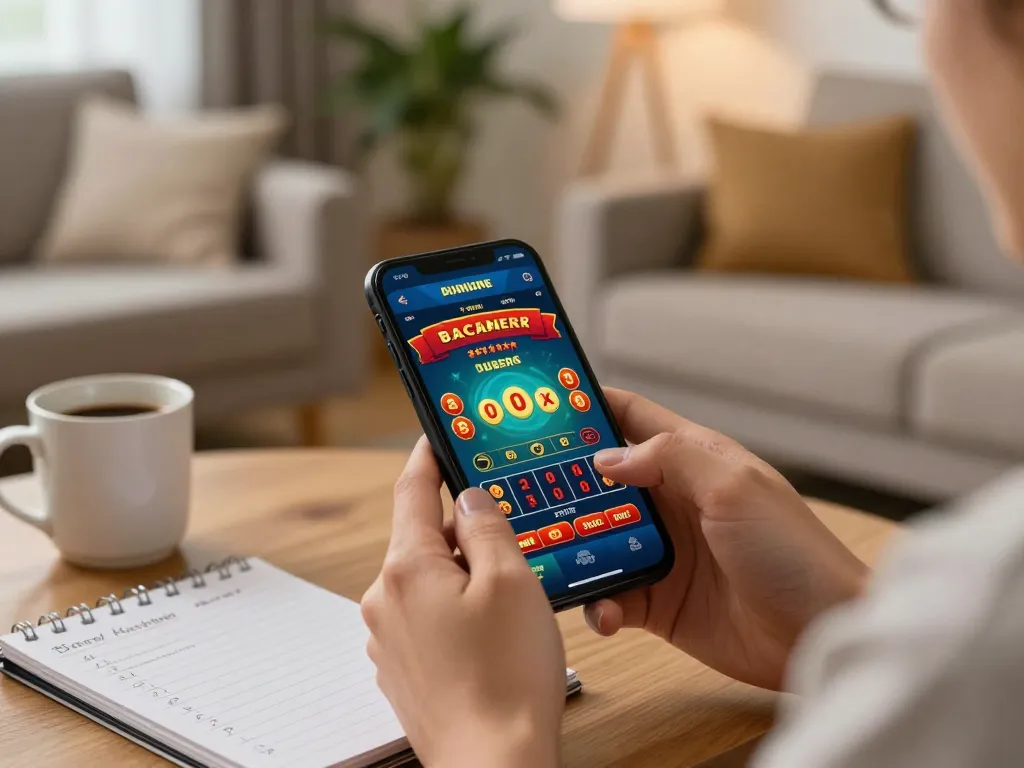 Playing Baccarat on rr88c app from the comfort of home, focusing on strategic decisions and engaging gameplay.