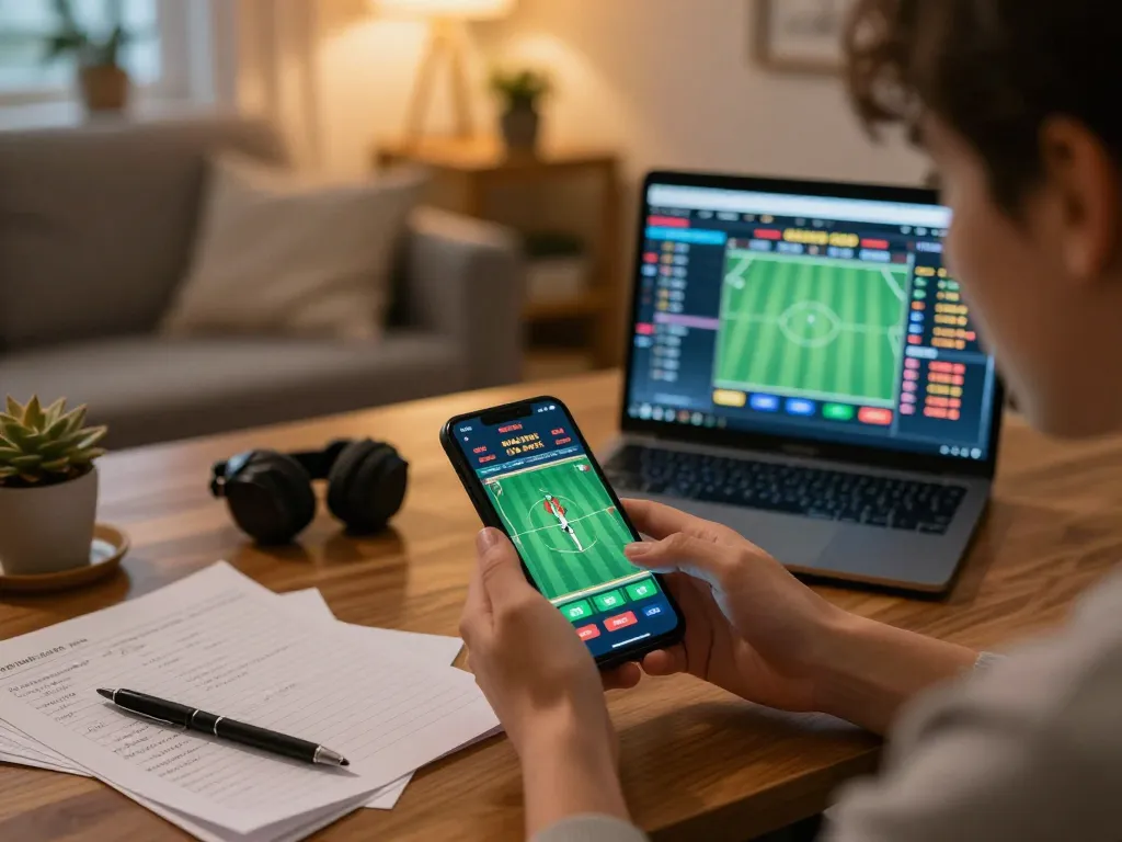 Placing a bet on TRANG CHỦ CM88 from a cozy home setup with sports betting action visible.