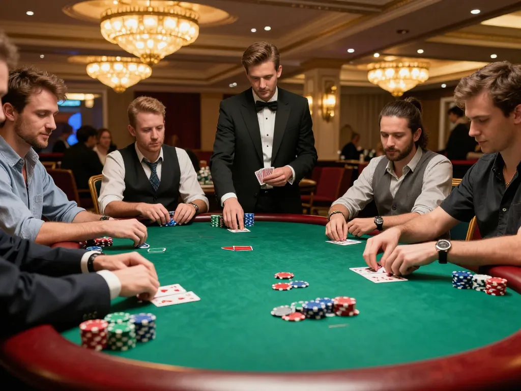 Engaging poker action at a c168 poker table with players anticipating their next move.