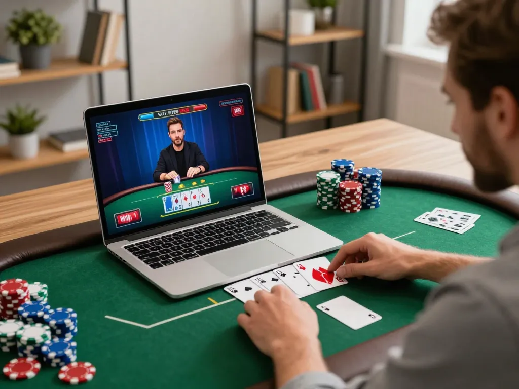 G28 online poker player placing a bet during an engaging game session at home.