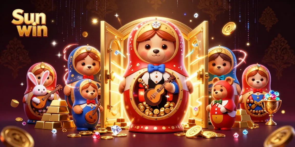 Win big with Sun win as the animated Matryoshka bear reveals more surprises in this vibrant casino scene.