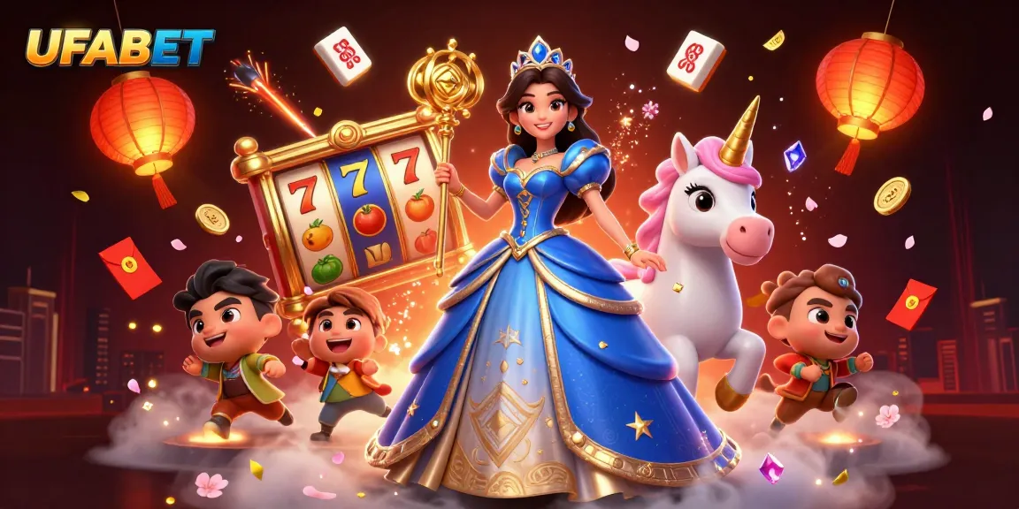 Spin to win at UFABET with vibrant 3D illustration showcasing a royal character and rich casino elements.