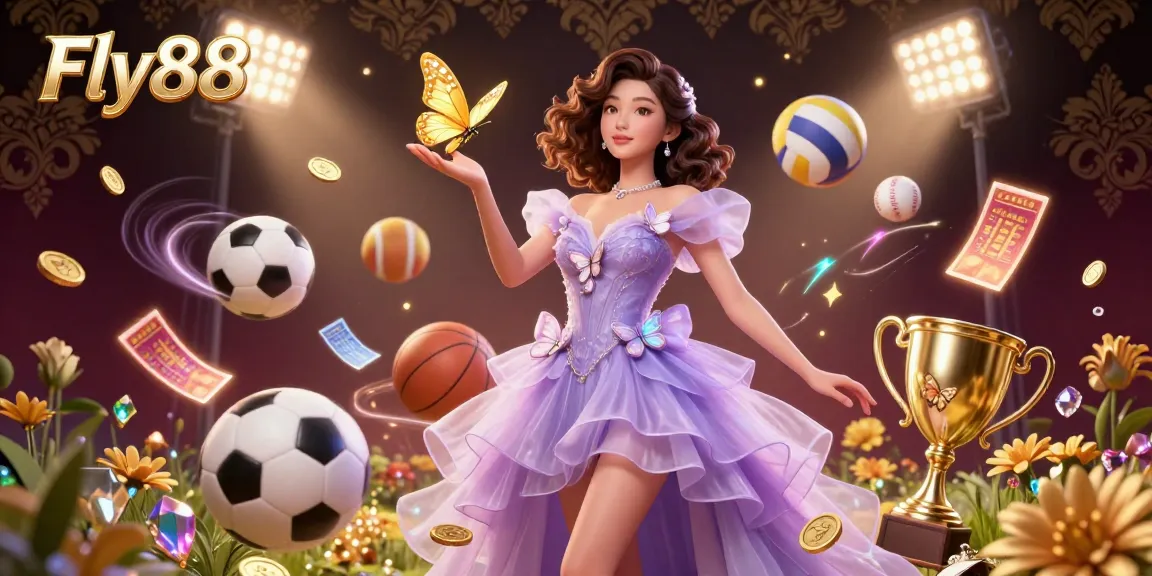 Engage in the thrilling world of Fly88, where sports betting meets dazzling games, set in a vibrant casino atmosphere.