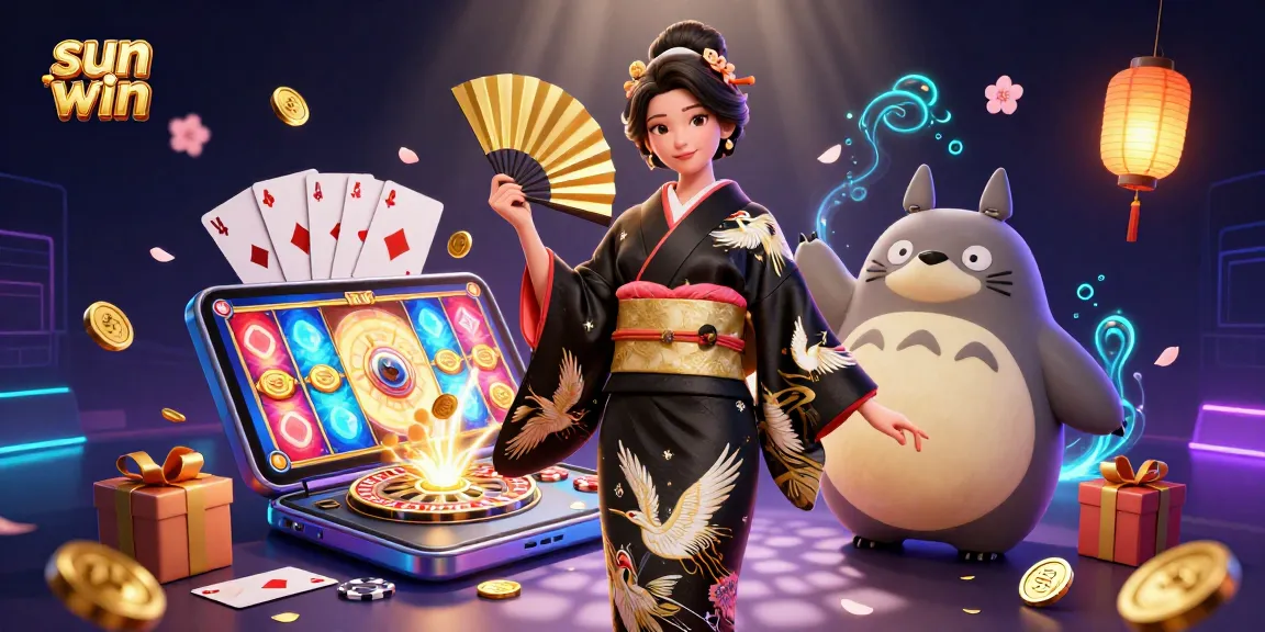 Win big with sun win's immersive gaming experience and stunning visuals in this vibrant casino illustration.