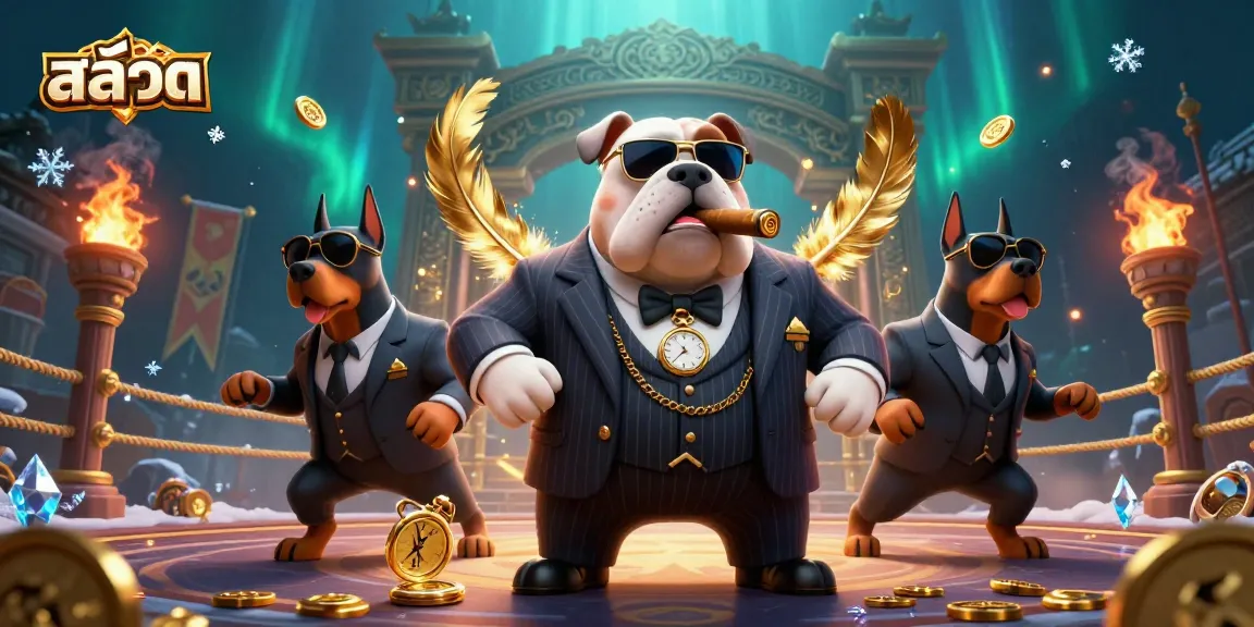 Experience exciting สล็อต gameplay with a mafia boss and bodyguards in a vibrant casino scene
